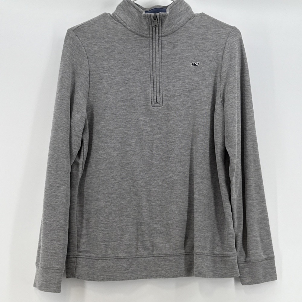 Vineyard Vines Youth Sweater Size Medium L /14 Mock‎ Neck Pullover Gray Unisex